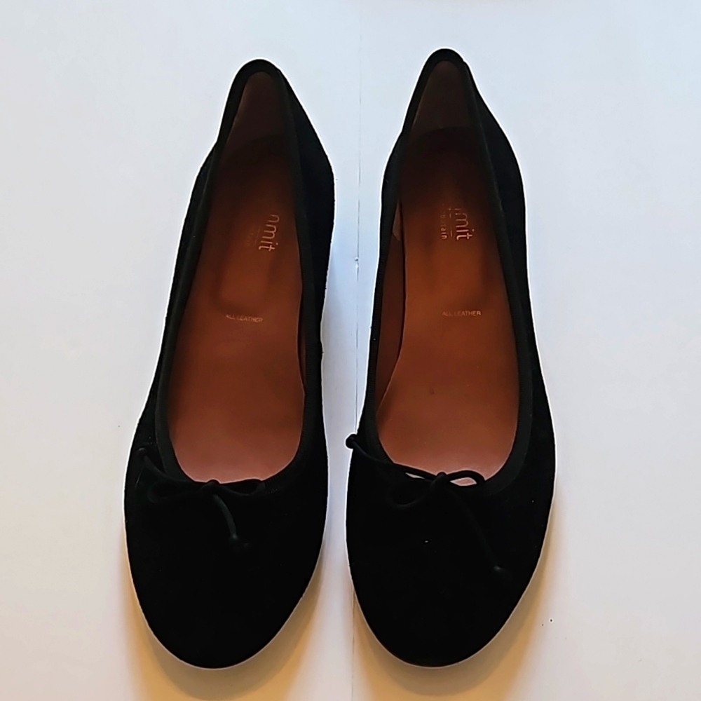 Summit by White Mountain Black Suede Chunky Heel Bow at Toe Womens 41 NEW
